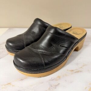 Clarks Collection Women's Mules Heels Size 8.5 M Black Slip-On Shoes